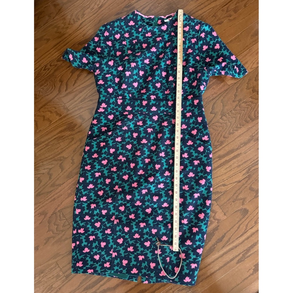 Boden Louise Textured Forest Bloom Midi‎ Sheath Dress Pockets Size 10 Green Pink - Picture 13 of 13